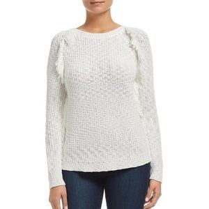 Heather B M Ivory Fringed Textured Sweater NWTCX66